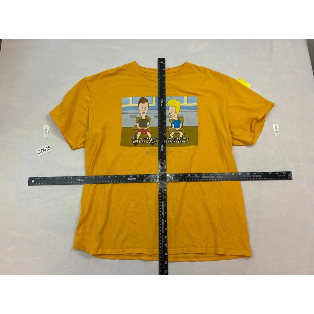 Beavis‎ and Butt-Head Graphic T-Shirt XL Mustard Yellow MTV 90s Cartoon Tee